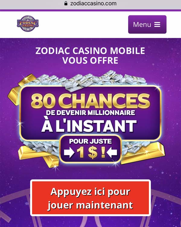 Zodiac Casino sur iPhone et iPad
