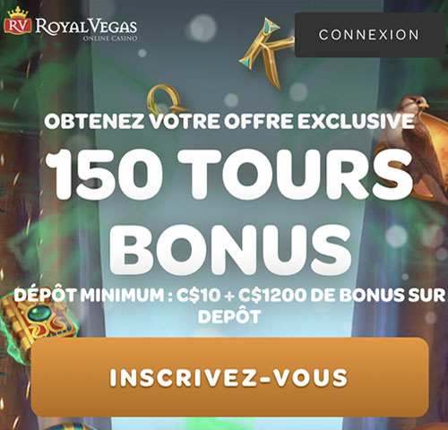 Une offre 150 tours gratuits chez Royal Vegas